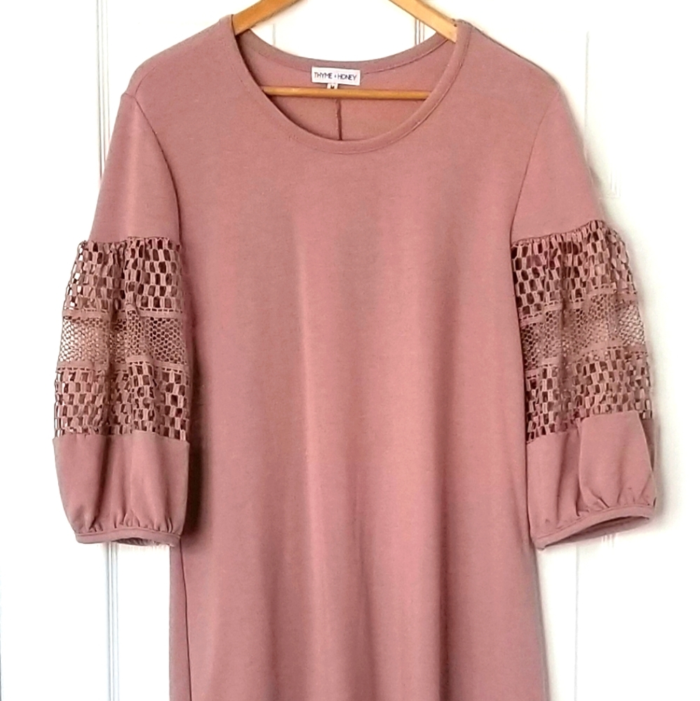 Thyme + Honey Bishop Sleeve Cotton Midi Dr…